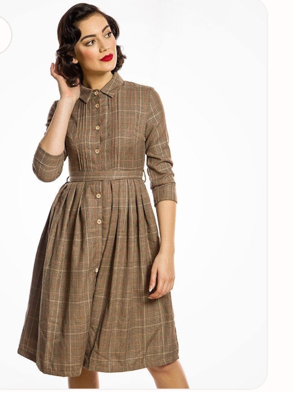 Lindy Bop Charlotte Rustic Check Shirt Swing Dress size S